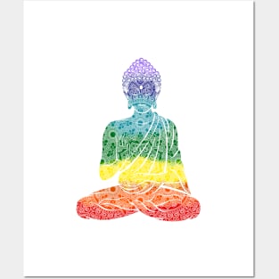 Rainbow Chakras Buddha Posters and Art